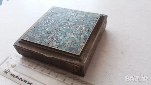 уникална посребрена кутия с камъни за бижута , снимка 3 - Антикварни и старинни предмети - 52923361