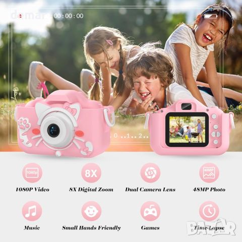 Цифрова камера Envyvip за деца 3-8 години, HD 1080P, 32GB SD карта, снимка 2 - Образователни игри - 45710848