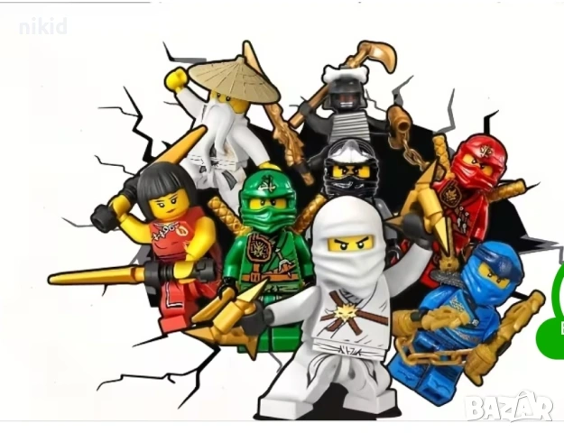 Нинджаго Ninjago самозалепващ стикер лепенка за стена мебел детска стая детски
