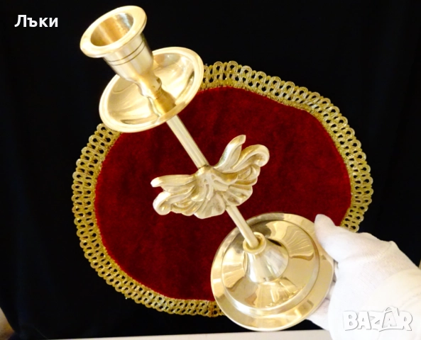 Бронзов свещник с барокова декорация,висок. , снимка 7 - Антикварни и старинни предмети - 51711033