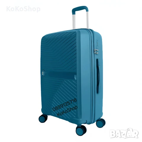 Куфар на колелца-36x21x55.5 см./син куфар на колелца, снимка 2 - Куфари - 50644626