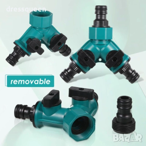 4528 Двоен маркучен разклонител за чешма с преходник (1/2" - 3/4") и независими кранове, снимка 5 - Напояване - 53878139