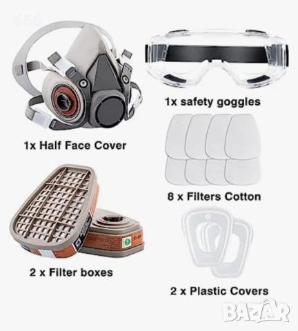 Респираторна маска за многократна употреба, полулицева маска, снимка 4 - Други стоки за дома - 54017835