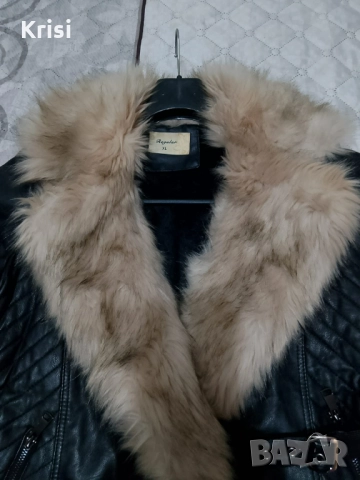 Дамско кожено яке с косъм, снимка 4 - Якета - 52531570