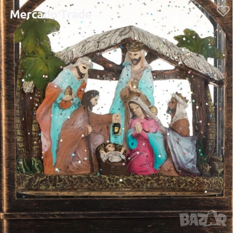 Коледен музикален фенер Mercado Trade, LED светлина, Бяла топла, Бронз, снимка 3 - Декорация за дома - 52484987