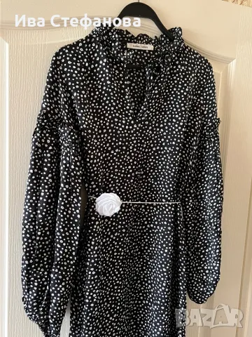  ежедневна елегантна дълга рокля вискоза  свободна удобна кройка буфан ръкав Samsøe Samsøe, снимка 3 - Рокли - 50382389