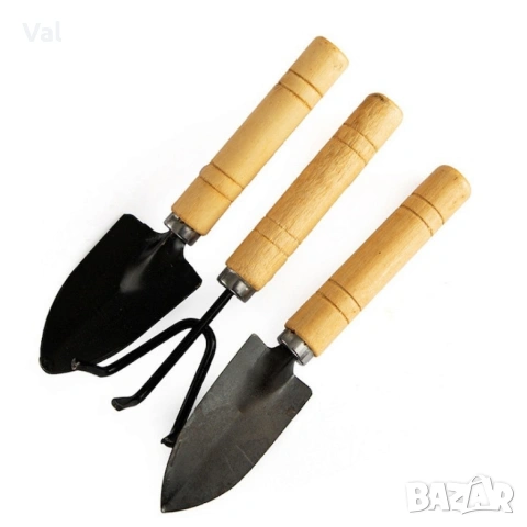 Комплект мини градински инструменти с дървени дръжки – 3 части, снимка 5 - Градински инструменти - 53052729