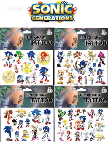 8 вида Соник Sonic Tattoo татос татуировка временна детска татоси татуси, снимка 3 - Други - 48394931