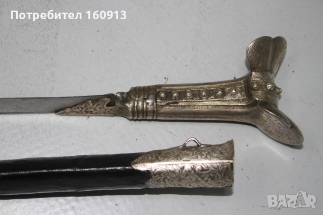 Стар османски балкански сребърен ятаган. Сребърна дръжка., снимка 10 - Антикварни и старинни предмети - 51444316