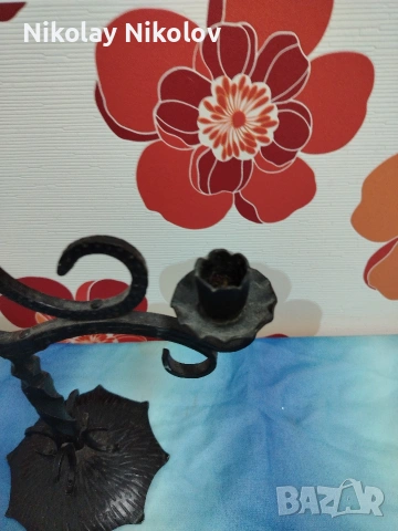 троен свещник ковано желязо , снимка 6 - Антикварни и старинни предмети - 53144140