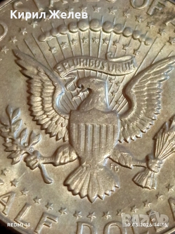 Сребърна монета половин долар 1965г. САЩ Президент Кенеди за КОЛЕКЦИЯ 28653, снимка 3 - Нумизматика и бонистика - 53781995