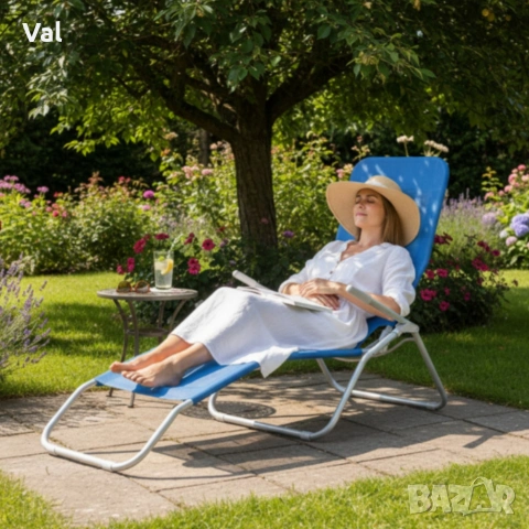 Градински шезлонг с поставка за крака - модерен и удобен за релакс, снимка 2 - Градински мебели, декорация  - 53823067