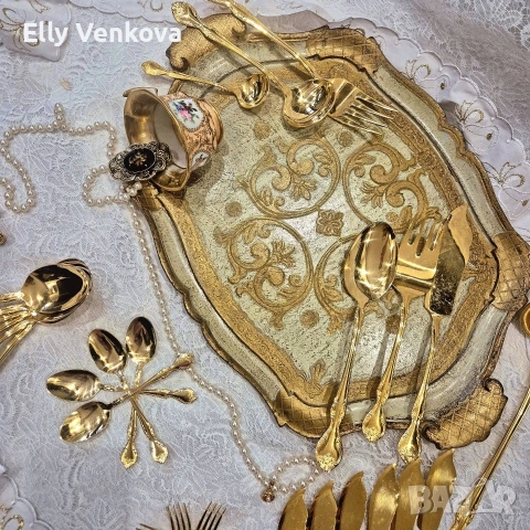 Комплект прибори Solingen с 23/24-каратово златно покритие, снимка 5 - Прибори за хранене, готвене и сервиране - 53066616