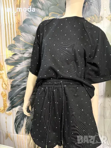 Блестящ памучен сет с камъни в два цвята, снимка 6 - Комплекти - 49716551