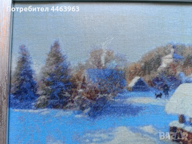 гоблен ,, Зимен ден", 33/20 см, снимка 18 - Гоблени - 51278761