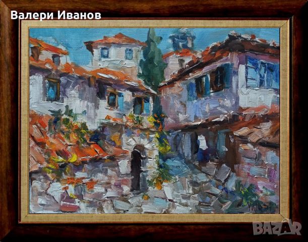Авторска картина, "Старото Търново", масло на платно, размер 40 х 30 см., снимка 1 - Картини - 45664213