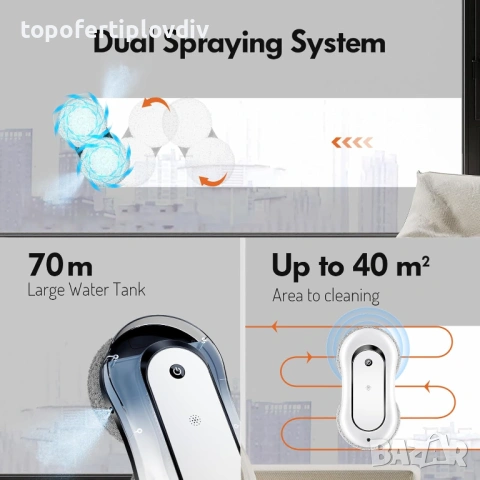 Робот за почистване на прозорци Window Cleaning Robot,Гаранция, снимка 6 - Прахосмукачки - 54004988
