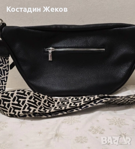 Дамска оригинална италианска чанта от естествена кожа тип „банан“ ., снимка 10 - Чанти - 53827591