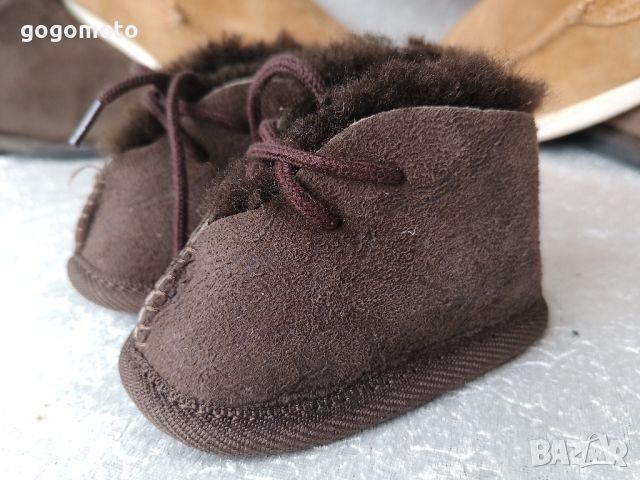 ПРОДАДЕН буйки, нови бебешки обувки за новородено, 100% естествена кожа + 100% естествена вълна, снимка 1