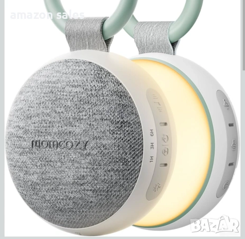 Преносима звукова машина Momcozy с нощна светлина, машина за бял шум за бебета, 20 успокояващи звука