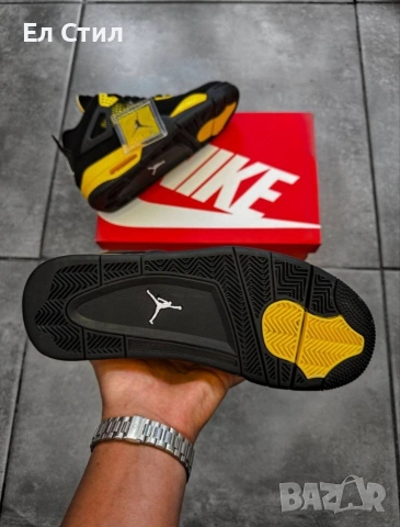 📌Air Jordan 4 Retro “Black/Yellow” 41 43 44 45 46 номер Цена 95 евро Еконт, снимка 3 - Маратонки - 53625559