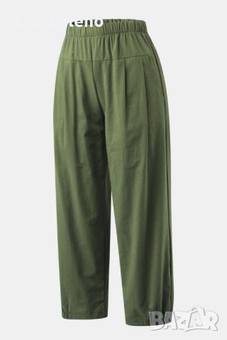 Дамски памучно-ленени скъсени панталони с висока талия, 6цвята , снимка 4 - Панталони - 45880781
