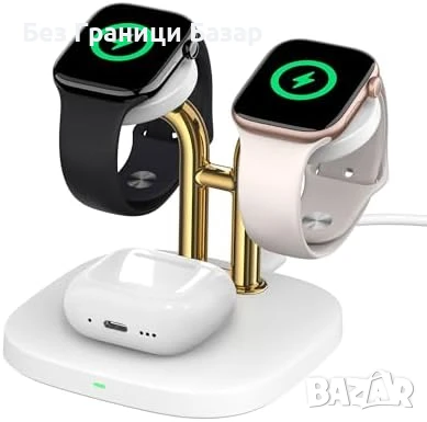 Ново Безжично зарядно 2 в 1 Apple Watch + AirPods слушалки часовник