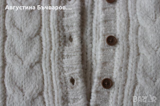 Зимен гащеризон в бяло Reserved-машинно плетиво/62см, снимка 2 - Бебешки гащеризони - 46012043