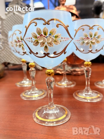 Невероятно красив комплект чаши - Бохемия. No7891, снимка 3 - Антикварни и старинни предмети - 53620474
