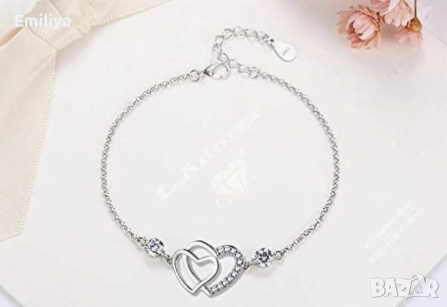 Сребърна гривна с камъчета, снимка 3 - Гривни - 54176197