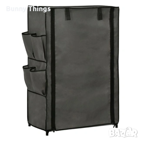 Мебел - шкаф с рафтове от сив плат с 5 отделения с външни джобове 60x30x89см, снимка 2 - Шкафове - 53417061