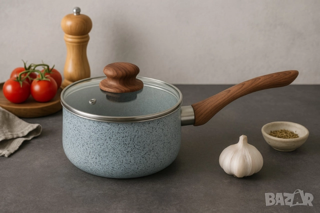 Касерола с капак Voltz  Siena, 18x8см.\2л., Мраморно каменно керамично покритие