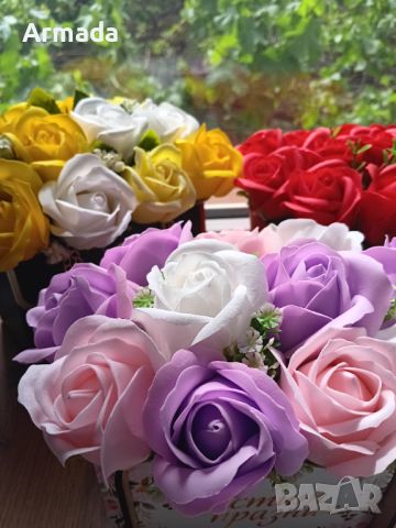 Букети с рози от пластичен сапун , снимка 4 - Декорация за дома - 45457464