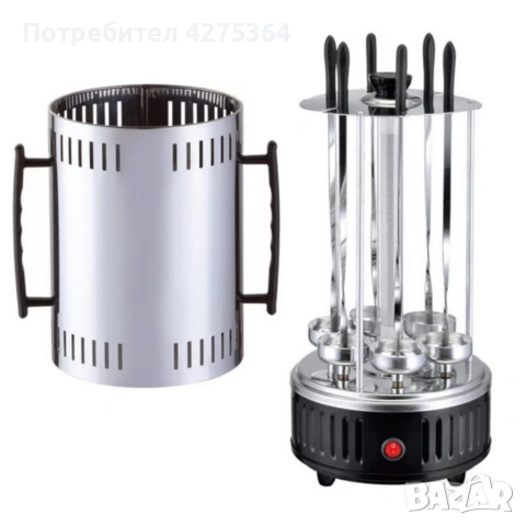 Електрическа скара за барбекю с 6 вертикални шиша–1000W,автоматично въртене,без дим, снимка 7 - Други - 54054346