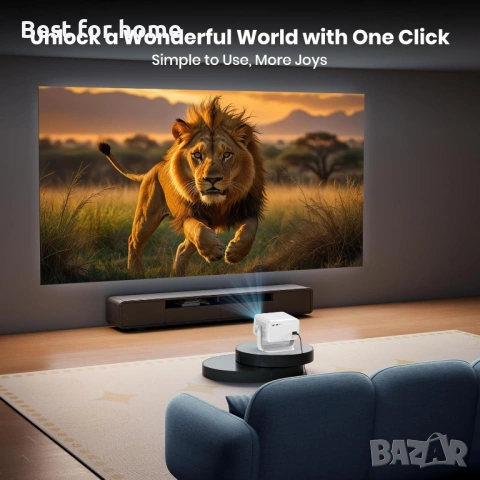 Проектор [Автоматичен фокус/360° въртяща се стойка] 4K проектор с Wifi и Bluetooth 1080P Native, снимка 4 - Друга електроника - 54161301
