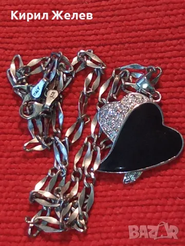 СРЕБЪРНО КОЛИЕ със СЪРЦЕВИДЕН МЕДАЛЬОН СРЕБРО 925 CSF с БЯЛА ПОЗЛАТА ЦИРКОНЧЕТА и ЕМАЙЛ 44392, снимка 10 - Колиета, медальони, синджири - 49916285