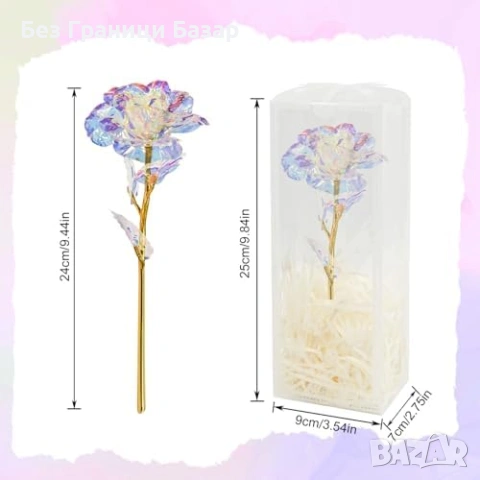 Нова Вечна изкуствена роза „galaxy“ – сърцевиден стъклен купол, бяла, снимка 2 - Декорация за дома - 53666820