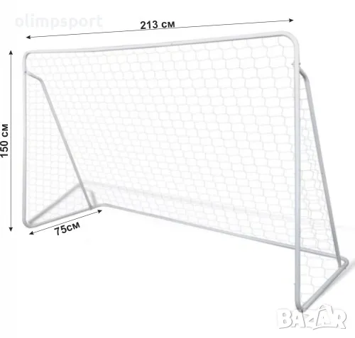 Врата за минифутбол MAXI с размери 213х150х75 см, сглобяема, с мрежа и колчета. , снимка 2 - Футбол - 46927239