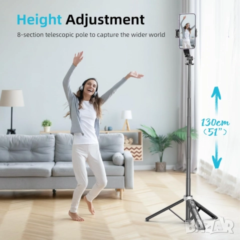 Нов Селфи Стик и Трипод QIRITA C12SS – 2 в 1 с Дистанционно, снимка 4 - Селфи стикове, аксесоари - 52915074