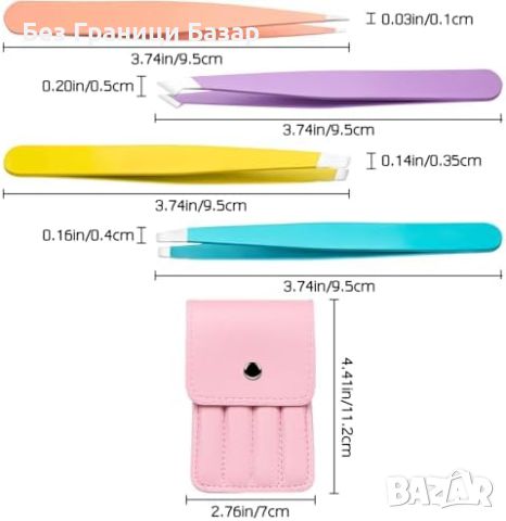 Нови 4 броя Прецизни пинсети от неръждаема стомана за лицево окосмяване, снимка 2 - Други - 46530726