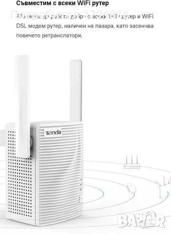 Tenda A15, Dual-band, AC750 Range extender Двубандов WiFi ретранслатор 2,4 GHz и 5 GHz, снимка 3 - Рутери - 51795444