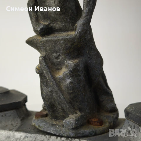 Стара комунистическа мастилница с фигура на работник ковач #6122, снимка 6 - Антикварни и старинни предмети - 51202796