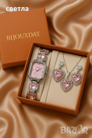 Комплект часовника с колие и обеци или гривна , снимка 5 - Колиета, медальони, синджири - 54012208