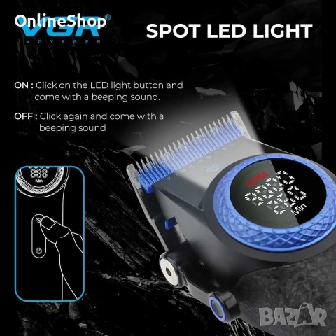 Професионална машинка за подстригване VGR PRO V-001, Син, снимка 5 - Други инструменти - 52813512