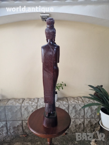 Страхотна огромна антикварна дървена фигура статуетка скулптура , снимка 7 - Статуетки - 52019655