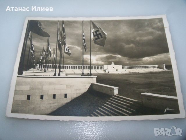 Стара пощенска картичка стадиона на нацистите в Нюрнберг 1938г. печат, марка, снимка 5 - Филателия - 46368547