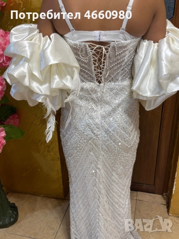 Продавам официална рокля ✨ ✔️ Цена със ръкавиците: 700 лв ✔️ Цена без ръкавиците: 550 лв Роклята е и, снимка 6 - Рокли - 52550266