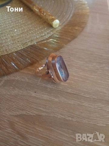 Александрит, златен пръстен , снимка 2 - Обеци - 51790607