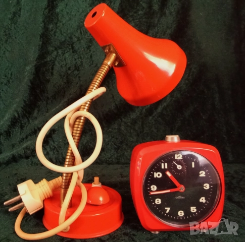 Винтидж лампа и часовник будилник от 70-те, снимка 7 - Други ценни предмети - 51464909