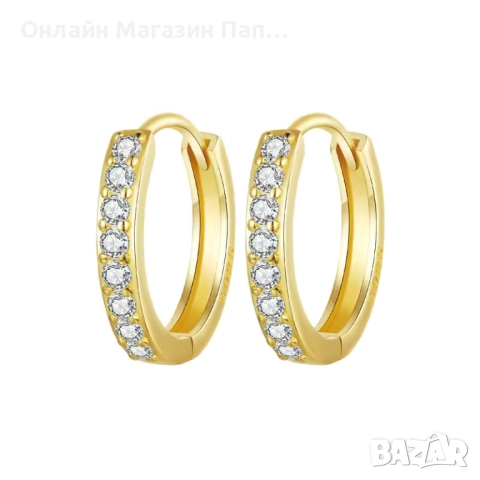 Bamoer 925 сребърни обеци хугита с цирконий, златни/сребърни, 9-12мм, сертификат,, снимка 8 - Обеци - 52339582